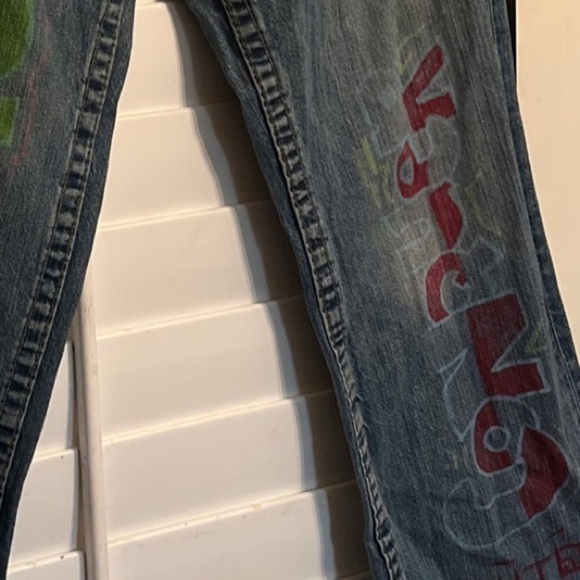 True Religion BILLY SEAT 33 Flap Pockets Written On Destroyed Distressed Frayed - Picture 11 of 11